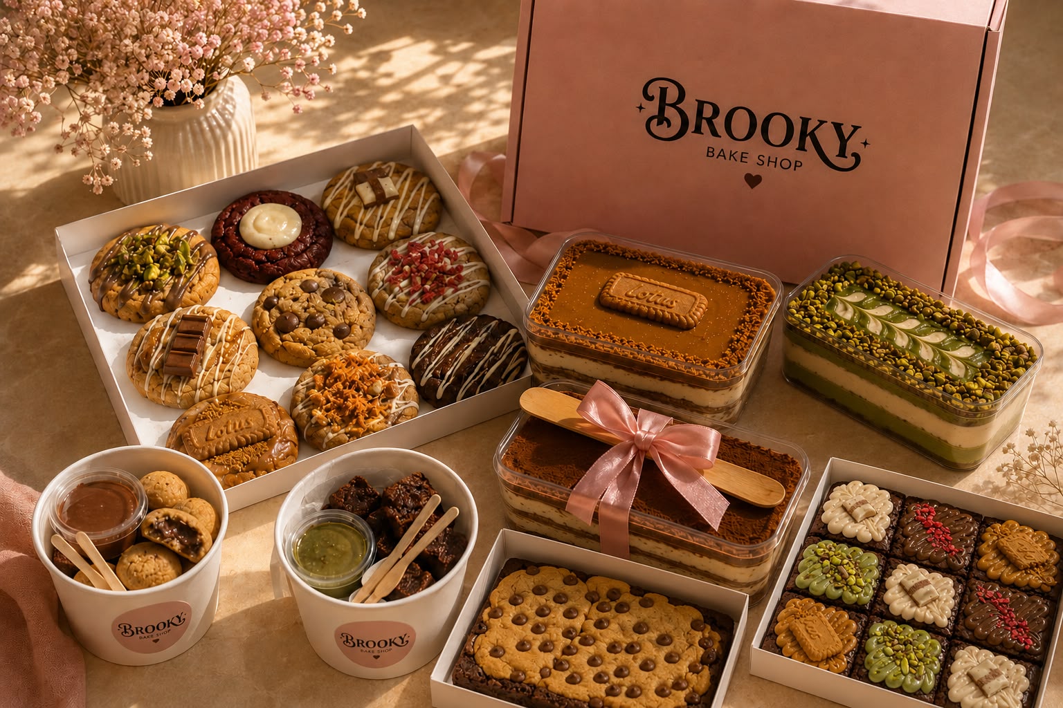 Brooky Bake Shop cookies, brownies and tiramisu spread